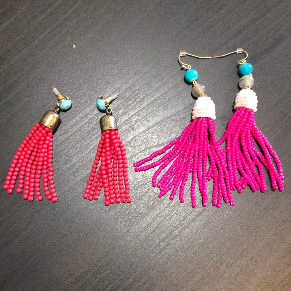 BaubleBar Jewelry - Bundle! 2 pairs of pink/magenta beaded earrings